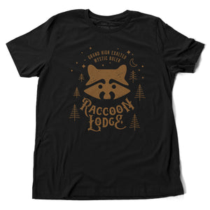 A vintage-look, retro t-shirt in Classic Black, inspired by Ralph Kramden and Ed Norton’s club on The Honeymooners tv show. The graphic depicts the Raccoon Lodge from the tv show. By fashion brand Ruston/Bond, for wolfsaint.net
