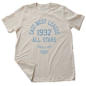 Soft Cream retro t-shirt with vintage graphic of East-West League 1932 All Stars baseball team, for game played at Chicago Comiskey Park. From wolfsaint.net