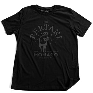 A vintage-look, retro t-shirt that was inspired by the Alfred Hitchcock film To Catch a Thief, and is a tribute to the restaurant Bertani owned by the friend of Cary Grant’s character in the film. It features old worlds typography around the image of a cat, meant to symbolize ‘John Robie The Cat’—the infamous cat burglar portrayed by Grant and loved by Grace Kelly. This shirt is elegant in Classic black, by fashion brand VNTG., from wolfsaint.net