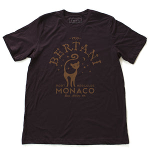 A vintage-look, retro t-shirt that was inspired by the Alfred Hitchcock film To Catch a Thief, and is a tribute to the restaurant Bertani owned by the friend of Cary Grant’s character in the film. It features old worlds typography around the image of a cat, meant to symbolize ‘John Robie The Cat’—the infamous cat burglar portrayed by Grant and loved by Grace Kelly. This shirt is elegant in Classic Oxblood—a deep burgundy, by fashion brand VNTG., from wolfsaint.net